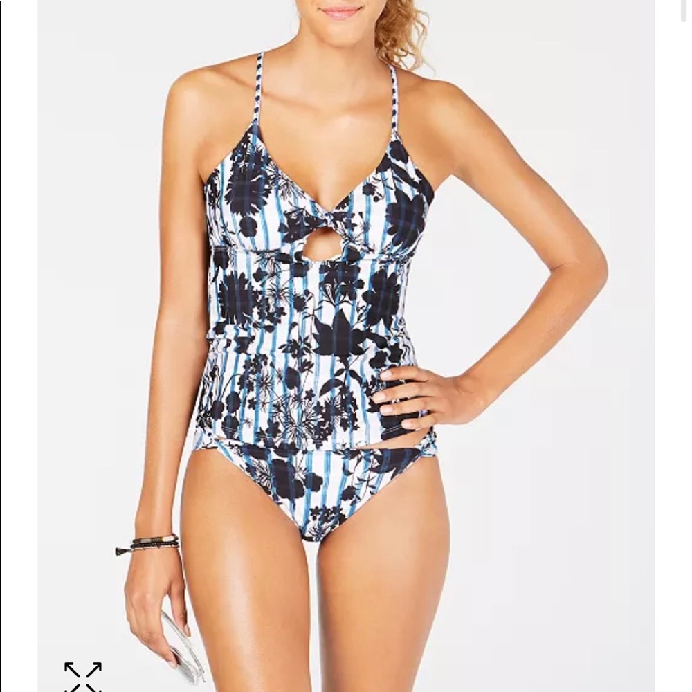 Lucky Brand on the grid swimwear set with reversible bottom size small